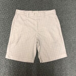 Izod Shorts Mens 30 White Plaid Golf Performance 9" Inseam Stretch Preppy Norm